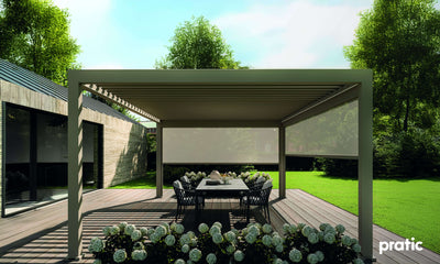 pergola per terrazzo con pavimento per esterno