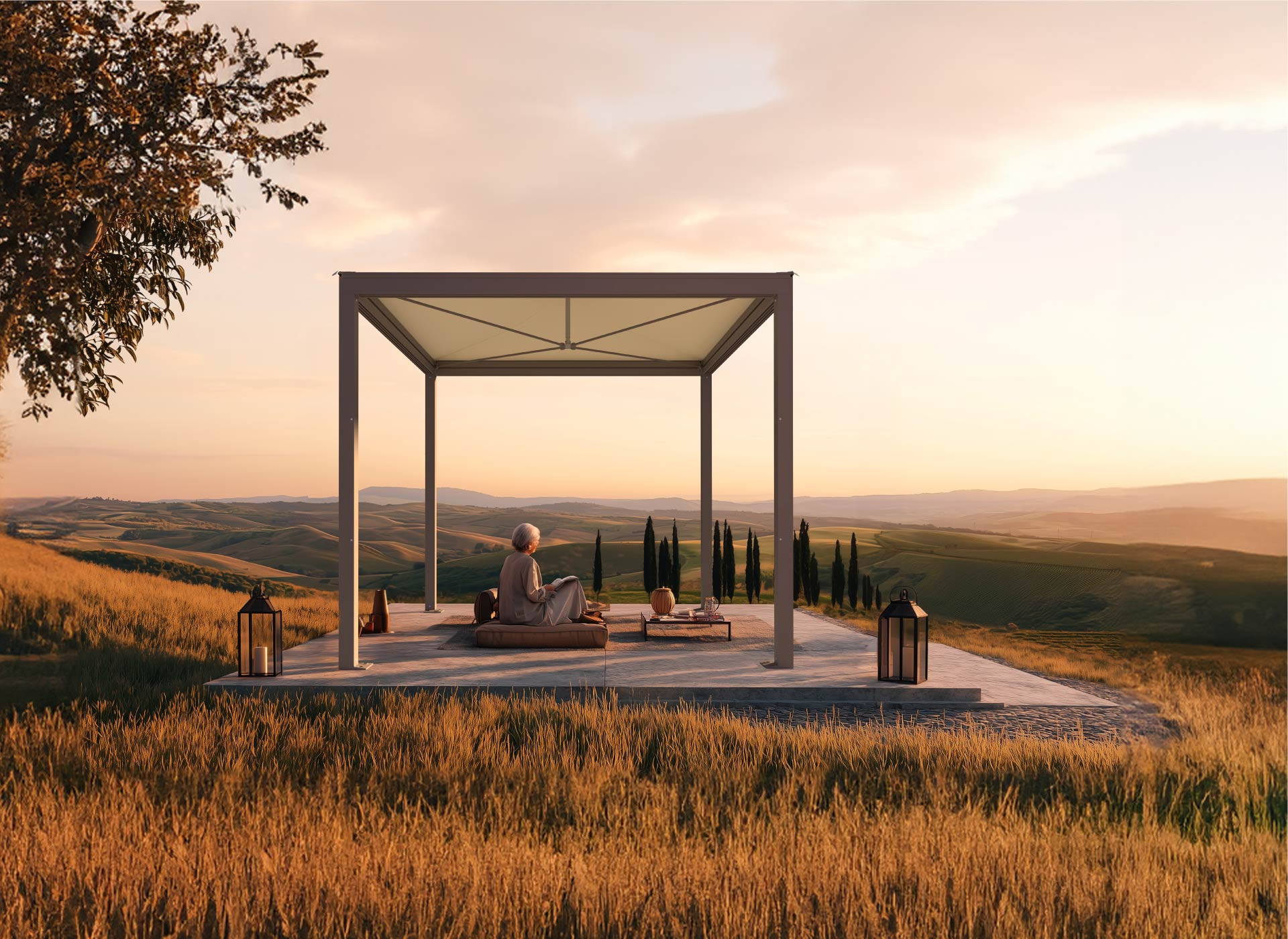 gazebo di design in un contesto collinare