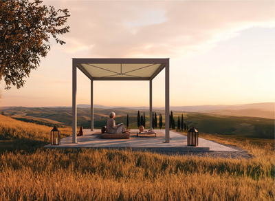 gazebo di design in un contesto collinare